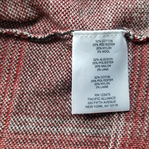 Jones NY waterfall open front red and black plaid cardigan with pockets - Picture 10 of 13